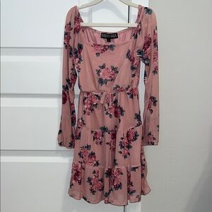 Trixxi Girl Pink Floral Long Sleeve Dress